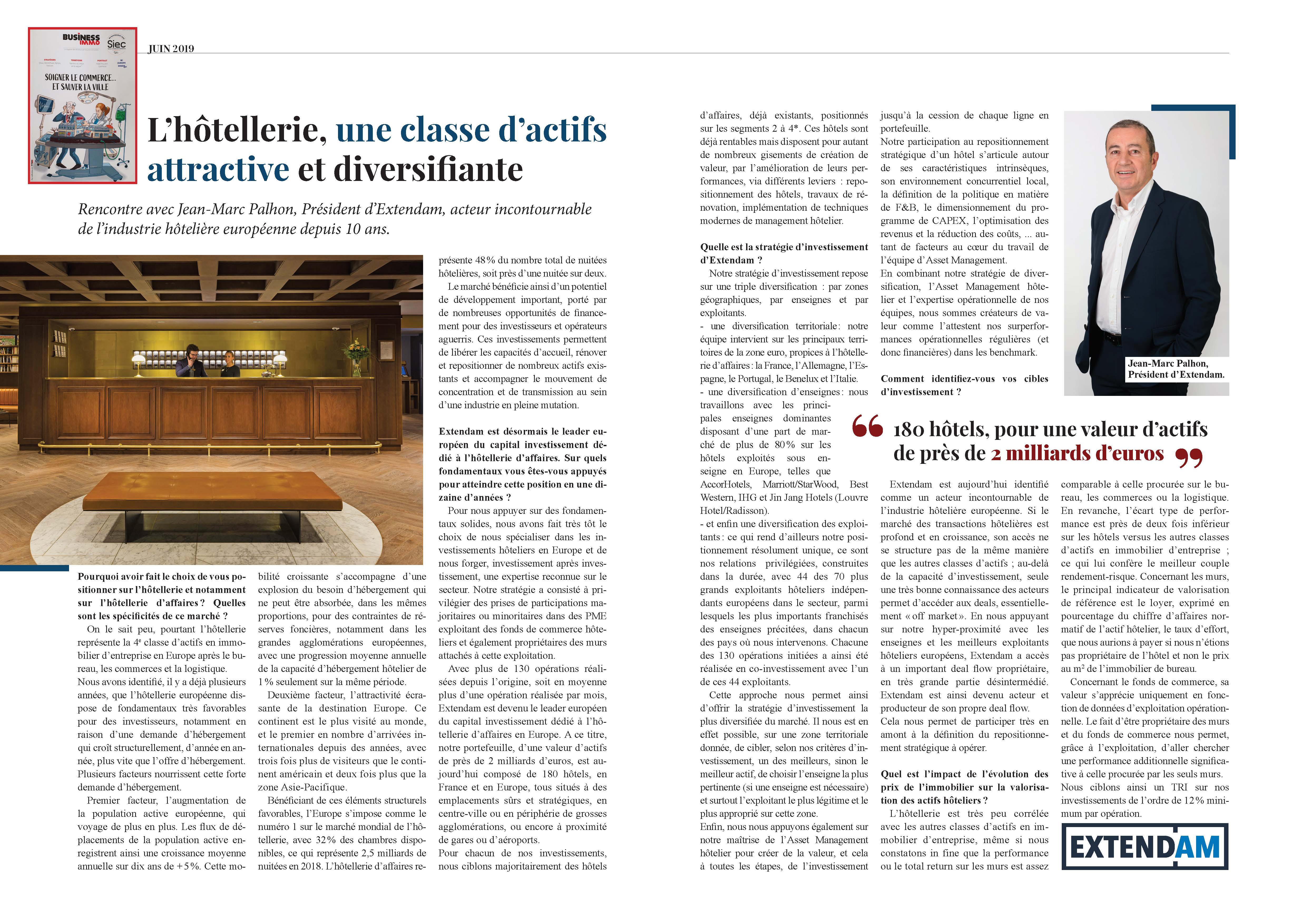 Retrouvez dès aujourd’hui l’interview de Jean-Marc Palhon, Président d’EXTENDAM dans le Business Immo Magazine de juin 2019